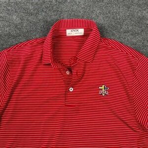 Knox Golf‎ Company Red White Striped Stretch Short Sleeve Polo Shirt With Logo S